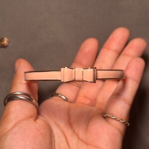 Kate Spade New York Pink and Rose Gold Copper Tone Bow Bangle Bracelet